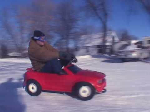 Over Powered Powerwheels Snow Jam Barbie Jeep vs. Corvette vs. F150 vs. Mustang Crazy Drift